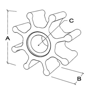 El impulsor reemplaza a JMP 7300-01/JABSCO 18948-0001/JOHNSON 09-702B-1 /SHERWOOD 10615K/CEF 500120