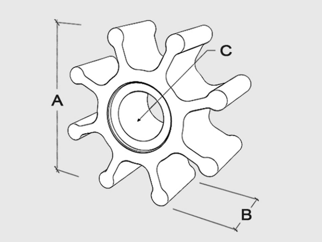 El impulsor reemplaza a JMP 7400-01/JABSCO 920-0001/JOHNSON 09-1028B/KASHIYAMA SP-70/SHERWOOD 18200K